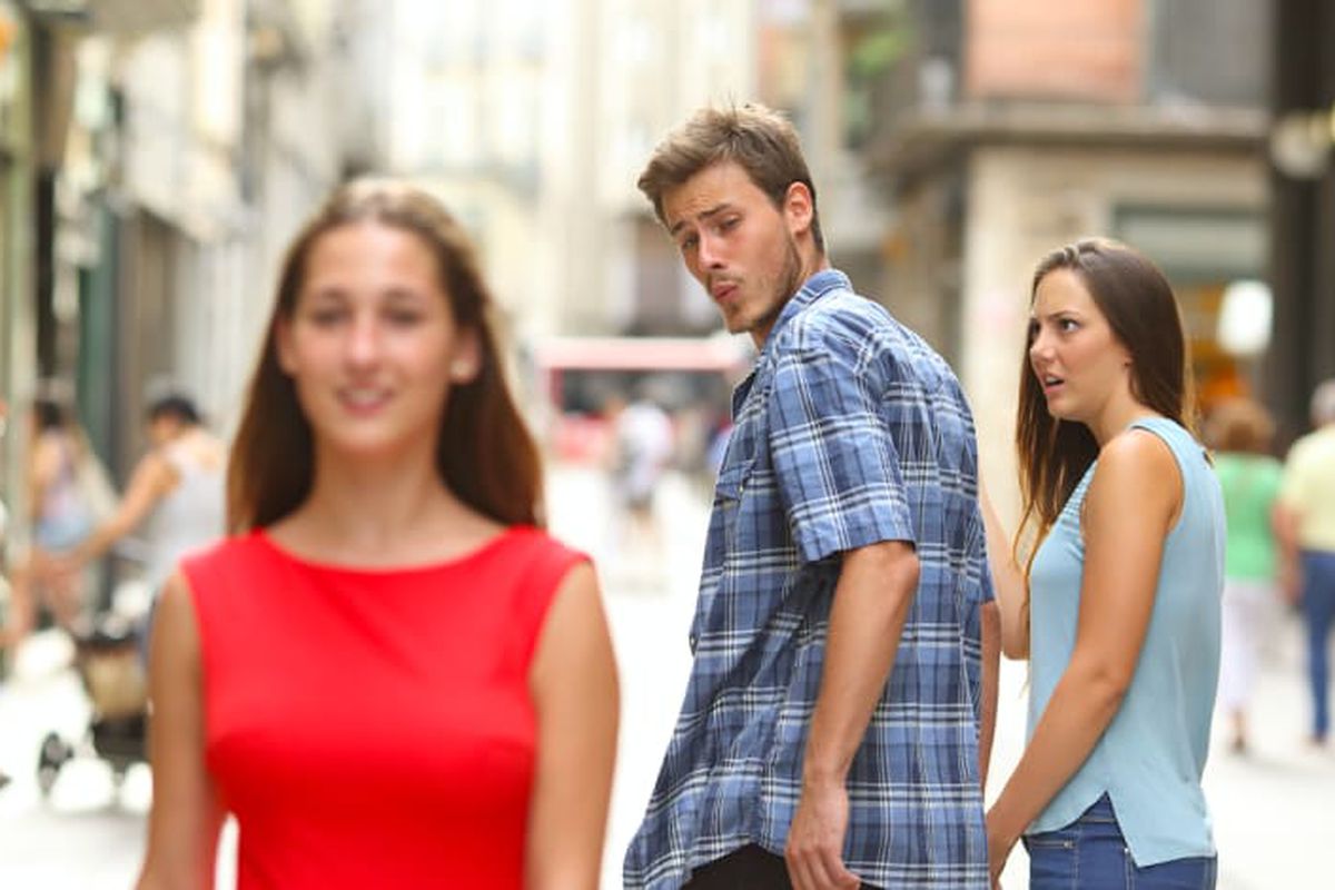 Distracted Boyfriend meme about Simply Earth